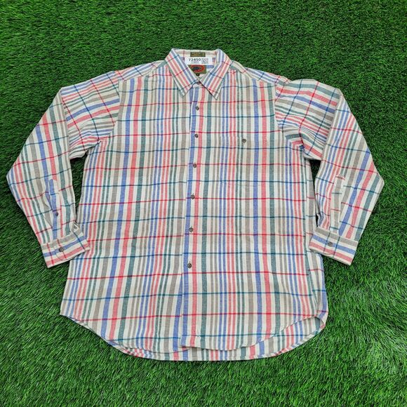 Vintage Boston Traders Button Shirt Large 23x31 Blue Pastel - Picture 1 of 12